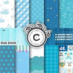 Craftastique Blue Blush Scrapbooking Paperpack (20 Sheets | 250 GSM) (A4) | Decorative Pattern Paper for Art and Craft DIY Greeting Card Paper Texture Sheets Scrapbook Sheets-picture-50