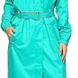 Waterproof raincoat for women made with PVC coated nylon taffeta hood adjustable belt taped seams & reverse pleated pockets lightweight rainwear rain jacket trench coat poncho Dark Pink-image-15
