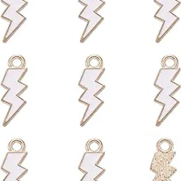 PandaHall 10pcs Alloy Enamel Lightning Bolt Charms Light Gold Plated Dainty Dangle Charms White Color for Jewelry Making Necklace Bracelet Ankle Earring Crafting Accessories 20.5x7.5x2mm Hole: 2mm-picture-11