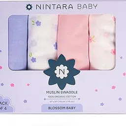NINTARABABY Extra-Large Swaddles - 100% Organic Premium Muslin Cotton, 47" x 47" (119 cm x 119 cm), Ultra-Soft, Breathable & Lightweight, Hypoallergenic, Gifts for Newborns-image-41
