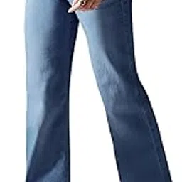 miss chase Women's Wide-Leg Mid Rise Blast Effect Light Weight Denim Jeans-picture-25
