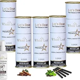 White Leaf Premium Herbal Cigarettes Regular Flavour(Pack Of 25) With 100 ML Anti Addiction Mouth Spray Shot NO Tobacco & NO Nicotine (100% Natural Ingredients/Herbs)-picture-42
