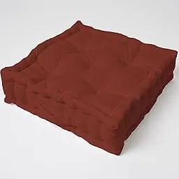 SKANDA FAB Square Floor Cushions | Floor Cushion | Micro-Fiber Filling for Seating, Meditation, Yoga, Pooja, Guests, Living Room, Bedroom Terracotta Marron 50 x 50 x 10 cm (Pack of 1) image 1