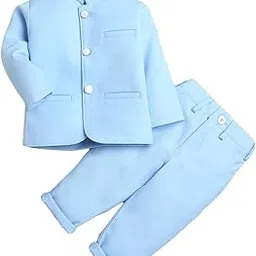 hopscotch Boy Cotton Straight Fit Solid Blazer Pant Formal Set in-picture-49