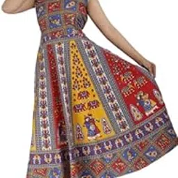 Arihant Collection Women Maxi Dress Jaipuri Printed Maxi Rajasthani Traditional Cotton Designer Long Midi Maxi Dress in Jaipuri Printed-picture-57