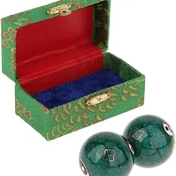 LOOM TREE® 2 Pieces Massage Balls with Storage Box Baoding Balls for Middle Aged People Gossip Green | Fitness Running & Yoga | Fitness Equipment & Gear | Exercise Balls-picture-27