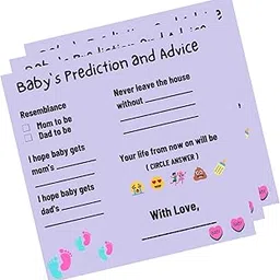 The Decor Cycle Pack of 20 Baby Shower Decoration Items Gift Cards for Games Wishes Prediction Advice Family Members, Purple, 4x4 Inches-picture-53