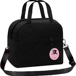 FunBlast Insulated Lunch Bag for Office, Travel - Multi-Purpose Carrying Box With Strap and Side Pocket for Women, Men, Tiffin (Black)-picture-22