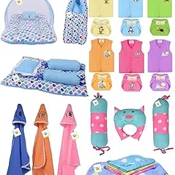 Toddylon 29 in 1 New Born Baby Complete Daily Items Combo Gift Packs | Newborn Bedding | Infants Clothes | (0-6 Months) Blue-picture-21