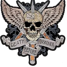 CometCloud® Unisex Iron on Embroidered Biker Patch X-Large for Clothing (Death Before Dishonor)-picture-63