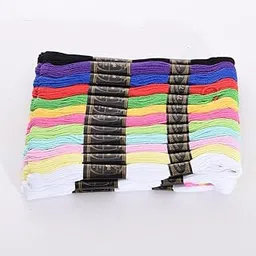 ROYAL VILLA® Premium Cotton Embroidery Threads | Rangoli Lachi, Cross/Stitch Long Thread Skeins | for Craft Projects and DIY Hand Embroidery (25 Multicolor Thread Skeins)-image-1