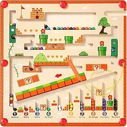 ZENVXM Wooden Magnetic Maze Board Super Mario Theme Color Matching Learning Counting Puzzle Board Toddler Fine Motor Skills Toys for Boys Girls 3 4 5 Years Old-image-57