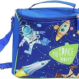 ShopNGift Multicolour Blue Space Astronaut Unicorn Tiffin Bag Lunch Bag Insulate for Kids Boys Dream (Blue Space)-picture-66