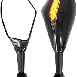 Olmeo Mirrors with LED Turn Signal Indicator Adjustable Bike Rear View Mirror For Suzuki Gixxer SF-picture-13