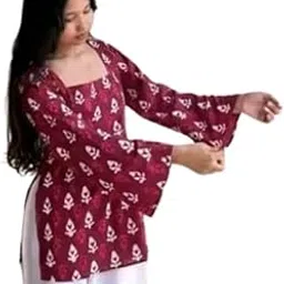 Womens Rayon Full Sleeve Printed Short Kurti Stylish Ethnic and Casual Wear Top for Office, College and Daily Use-image-10