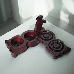 KURBAN HANDICRAFT Solid Sheesham Wood Roli Tika Chopra In Peacock Shape-picture-11