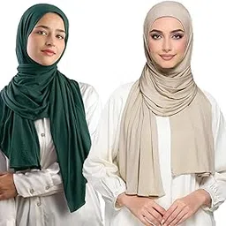 Women's UV Protection Light Weight Jersey Cotton Summer Scarf Stoles Shawl head scarves for girls Dn03 (Pack of 2)-image-2
