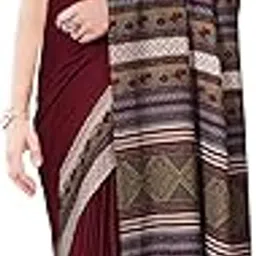 miraan Women's Crepe Silk Printed Saree with Blouse Piece (BANENA1556; Maroon)-picture-63