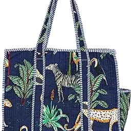 nikavik Quilted Cotton Tote bag – Exotic Animal Print Foldable and Ideal for Travel Shopping Beach Trips or Daily Essentials-picture-13