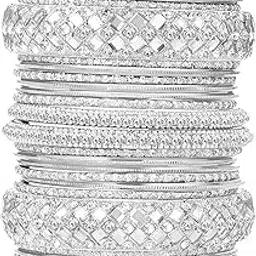 peora Gold Plated Metal Chura Chuda Bangle Set for Women Girls Wedding Bridal Indian Traditional Ethnic Jewellery (Size - 2.6)-picture-15