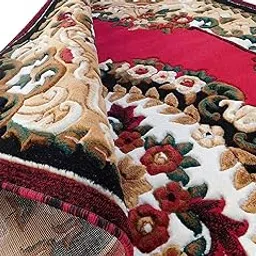 Kismat Carpet Traditional Persian Washable Carpet For Living Room Bedroom Floor And Hall 1.00 Inch Thickness Approx 5 Feet X 7 Feet (150X200 Cm) Color Red 1, Rectangular-picture-10