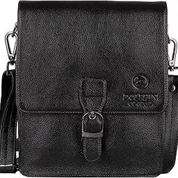 DOLPHIN GLOBAL Black Men's Genuine Leather Slim Messenger/Sling Bag | 9506BLK_G-picture-29