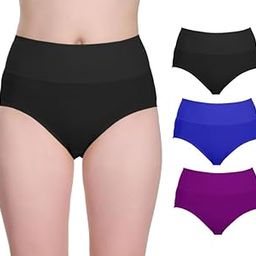 diving deep Women's High Waisted Cotton Underwear Soft Breathable Panties Full Coverage Briefs Tummy Controller Ladies Panties - Pack of 3-picture-13