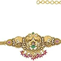 kushal's Fashion Jewellery Ruby-Green Gold Polished Copper Antique Bajuband, Best for Festive Season & Special Occasion - 451764-picture-16
