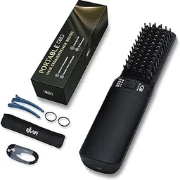 Ihhair Hot Hair Straightener Brush,Portable Mini Hair Straightener Usb Rechargeable 6400Mah,2 In 1 Hair Straightener Comb With Anti-Scald Feature For Women & Men (Black)-picture-56