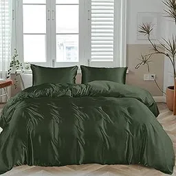 Linenwalas 100% Vegan Bamboo Silk Only Duvet Cover with Zipper and Corner Ties, Natural Soft and Light-Weight, Best for Delicate Skin, Breathable, 90x100 inches (Double, Avocado Green)-image-16