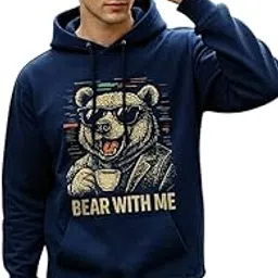 dagcros Fleece Hoodies for Man with Bear Graphic Print, Casual Pullover Sweatshirt-picture-35