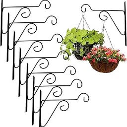 SAWS Plant Hanger Brackets Wall Mounted | Pack of 8 Black Metal Hanging Hooks for Indoor & Outdoor Planters | Sturdy Wall Hooks for Pots, Lanterns, Bird Feeders-picture-35