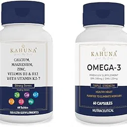 Kahuna Calcium Magnesium Zinc Vitamin D3 B12 and K2 7 Tablets and Omega 3 Combo | Daily Wellness | Nutrient-Rich Combo Pack | Balanced Health Routine-picture-22