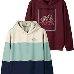HELLCAT Trendy Printed Cotton Blend Hoodie Sweatshirt for Boys - Pack of 2-picture-17