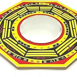 Achleshwar Wood Feng-Shui Pakua Bagua Convex Mirror for Home, Office, Shop, Business Main Door Entrance Protection Evil Eye, Positive Energy (4.5-Inches, Wall Hanging Decor), Multi Colour-picture-32