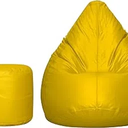 TUSA LIFESTYLE Bean Bag Chair with Stool Combo Set Without Beans -Yellow (XXXL)-picture-13