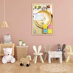 ArtzFolio Light Lamp on Vintage Car | Bulletin Board Notice Pin Board | Vision Soft Board Combo with Thumb Push Pins & Sticky Notes | Natural Brown Frame | 24 x 36 inch (61 x 91 cms)-picture-56