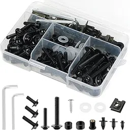 YALTIES 210Pcs Motorcycle Fairing Bolt Kit Stainless Steel M5 M6 Windscreen Screws Fastener Clips Universal Fit For Motorcycle Sportbike GSXR Honda Kawasaki BMW Ducati Suzuki Yamaha, Black-picture-21