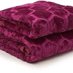 Dream Homme 500 TC AC Blanket | Floral Embossed Super Soft Mink Blanket for Summer King Size Bed | Double Size Lightweight Blanket for AC Room | 90 * 90 Inches (Dark Wine)-picture-24