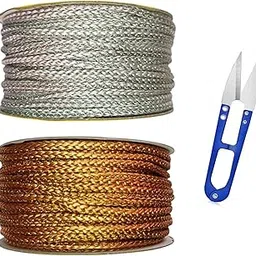 CLEZARO Golden and Silver Dori with 1 Pcs Thread Cutter | Dori for Blouse and Latkan | Each 15 Meter (A21)-picture-16