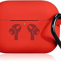 PROLET Soft Silicone Full Protective Shockproof Cover with Keychain Set Compatible with AirPods Pro, Red-picture-32