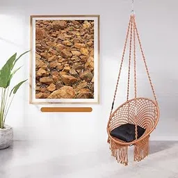 Vachheta Naresh Furniture Silk Premium Round Shape Large Hammock Hanging Swing Chair for Adults&Kids/Swing for Adults for Home/Swing for Balcony Garden/Jhula for Adults (Copper)-picture-30