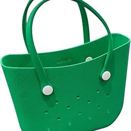 snappsy Beach Handbag with Holes Waterproof Simple for Summer Shopping Birthday Gift Green-picture-40