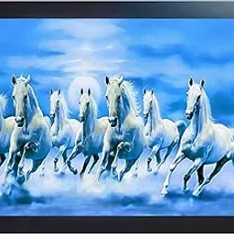 IR ART GALLERY Seven Lucky Running Horses Wall Photo Frame, Sunrise Scene, Vastu Picture for Bedroom and Office (Design-1, Black, 10X14 Inches)-picture-12