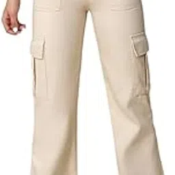 Women's High-Waisted Cargo Jeans Wide Leg Pants with 6 Pockets Fashionable and Versatile Denim with Zipper Perfect for Casual & Everyday Wear. Colour : Cream-image-23