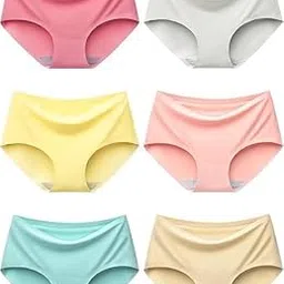 louryn koulyn Women's & Girl's Regular Wear Seamless Hipster Ice Silk Panty (Sizes M to XXL)(Pack-of-6)(Random Colours as per Availability)-picture-50