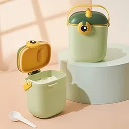 TONY STARK 800g Portable Milk Powder Container, Baby Food Container for Travelling, First Feed Baby Storage Box with Built-In Scoop Holder (Dino Olive Green)-picture-22