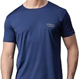 Solid Round Neck Polyester Half Sleeves Tshirt for Men-55451-P47-picture-27
