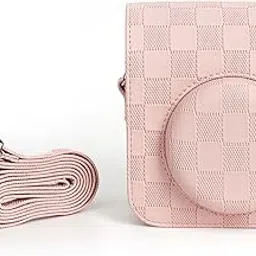 ZIKKON PU Leather Protective Camera Case Pouch Compatible with Fuji-Film Instant Insta-x Mini 12 Instant Camera Carrying Bag with Adjustable Shoulder Strap- Pink-picture-38