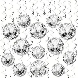 Wanna Party Disco Party Decorations 70s Disco Ball Hanging Swirls Disco Party Streamers Hanging Decorations for Retro Disco Hangings for Bollywood Party/Hollywood Party-6 Pcs-image-64